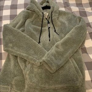 VS pink fuzzy half zip